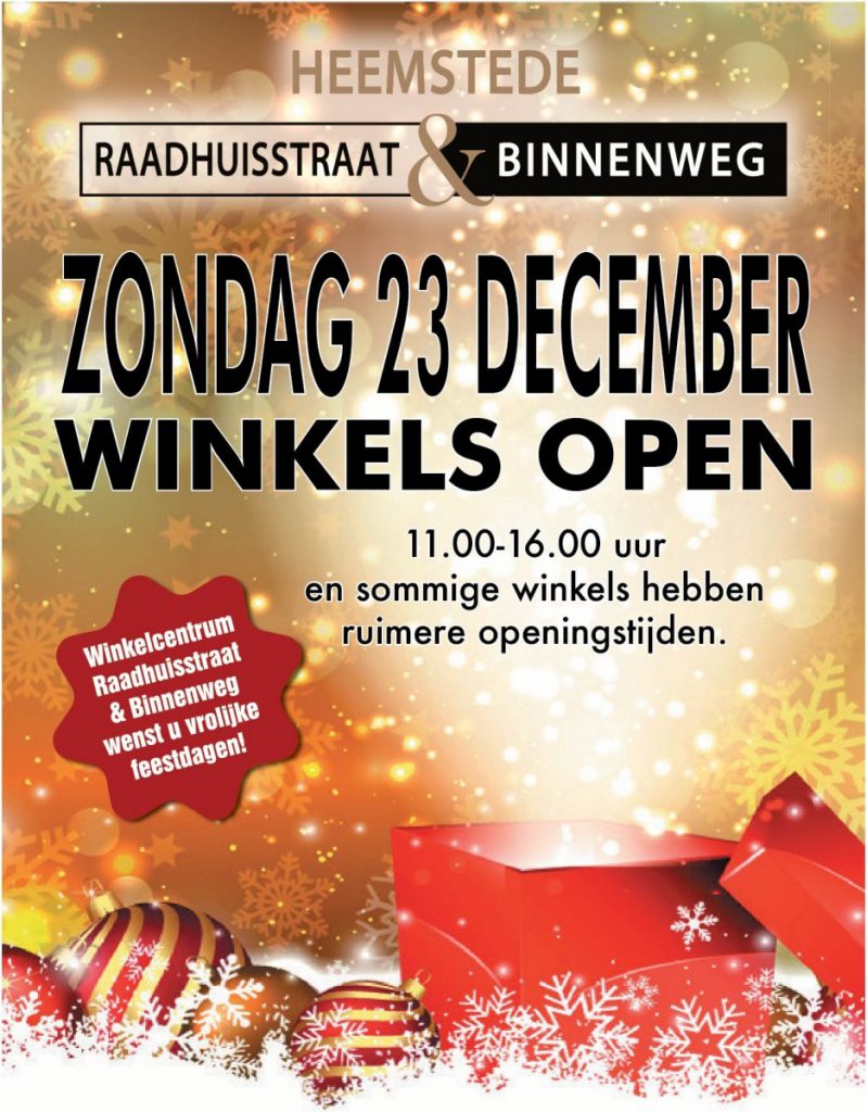 Vele winkels aanstaande zondag open!